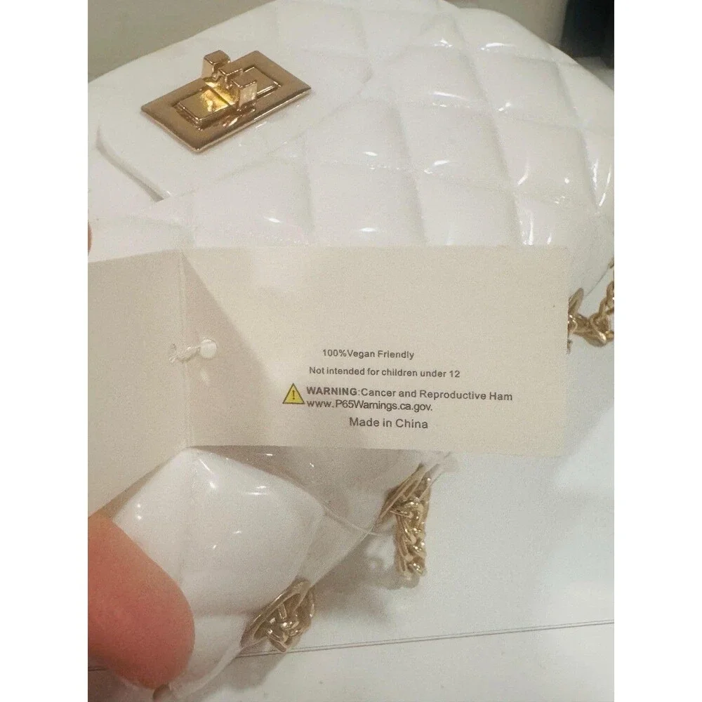 Pearly White Diamond Flap Leather Purse
